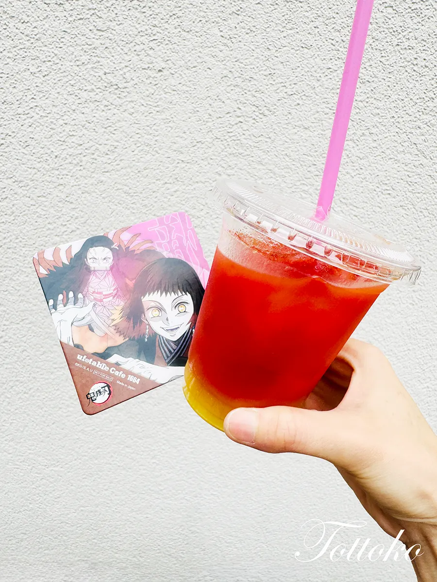 ufotablecafe鬼滅の刃再放送 立志編第2期飲食レポ　ねずことすさ丸のドリンクとコースター