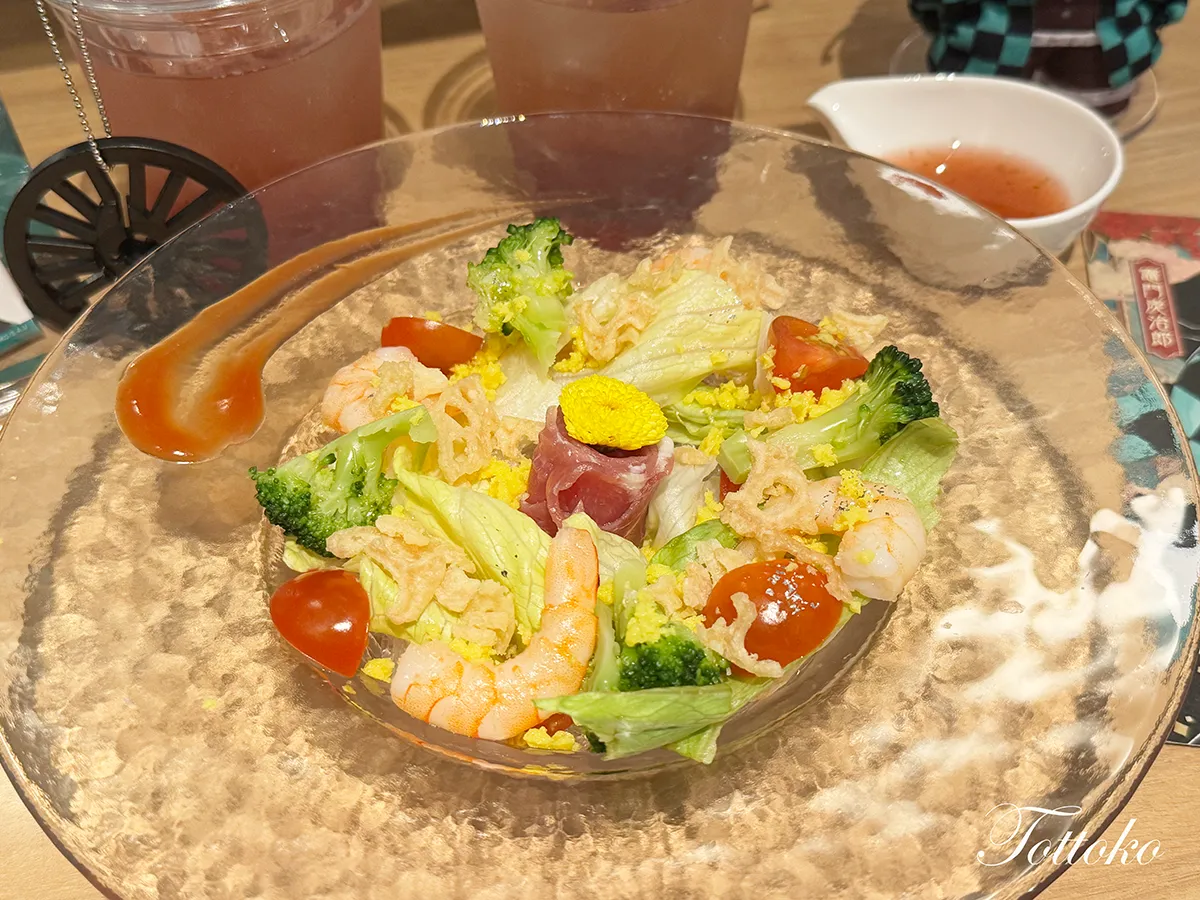 【あの浅草のうどんが登場!】ufotablecafe鬼滅の刃再放送 立志編第2期飲食レポ 珠世さんのサラダ